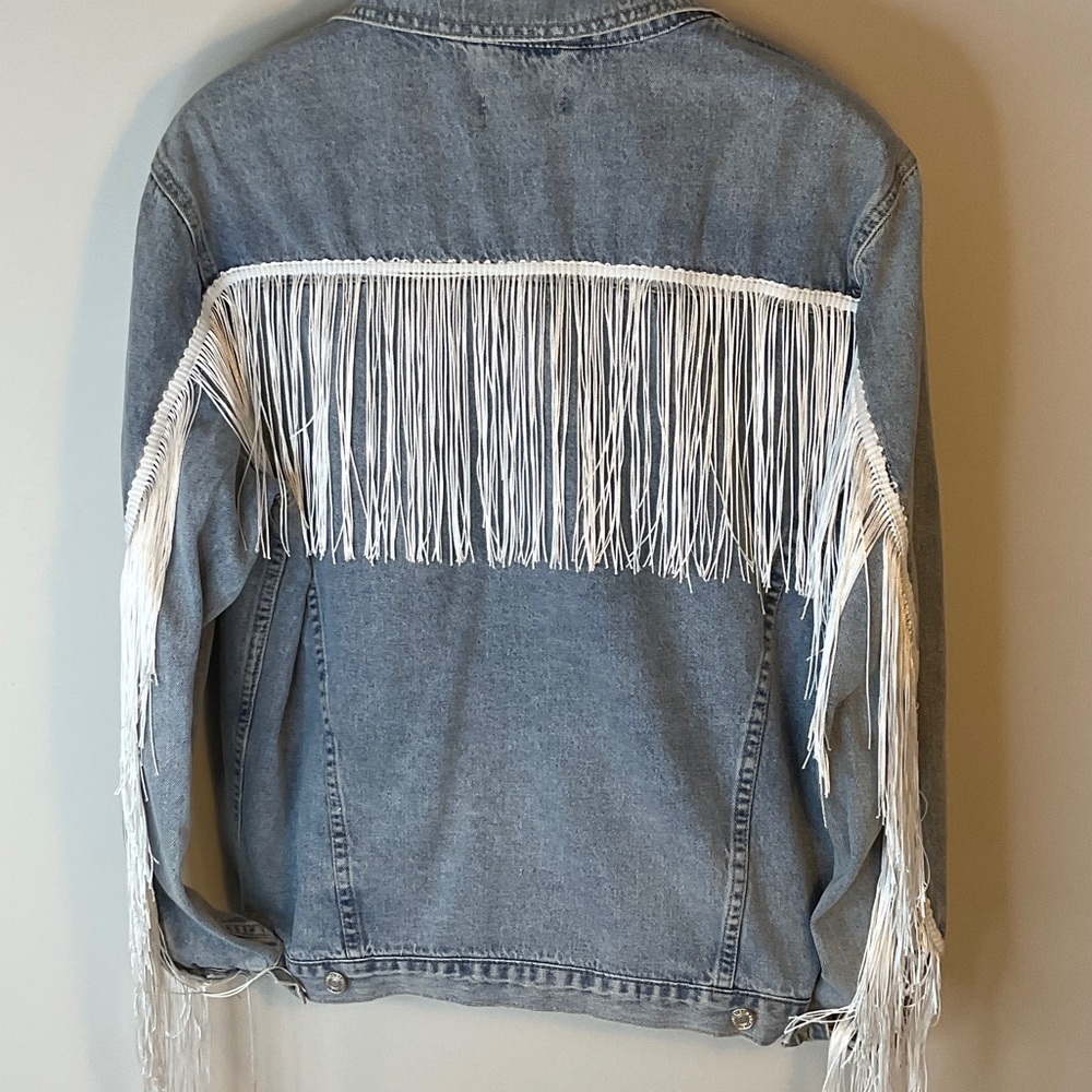 Denim Jacket with Fringe O/S Boho